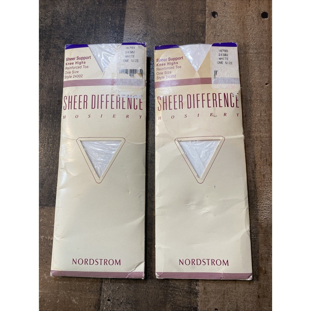 Nordstrom Vintage Sheer Difference Knee Highs White One Size Sheer Support 1990s